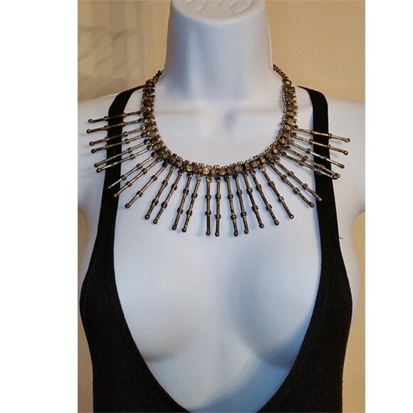 𝅺NWT Made in India Antique Brass Tribal Collar Festival Look Statement Boho - Picture 1 of 6